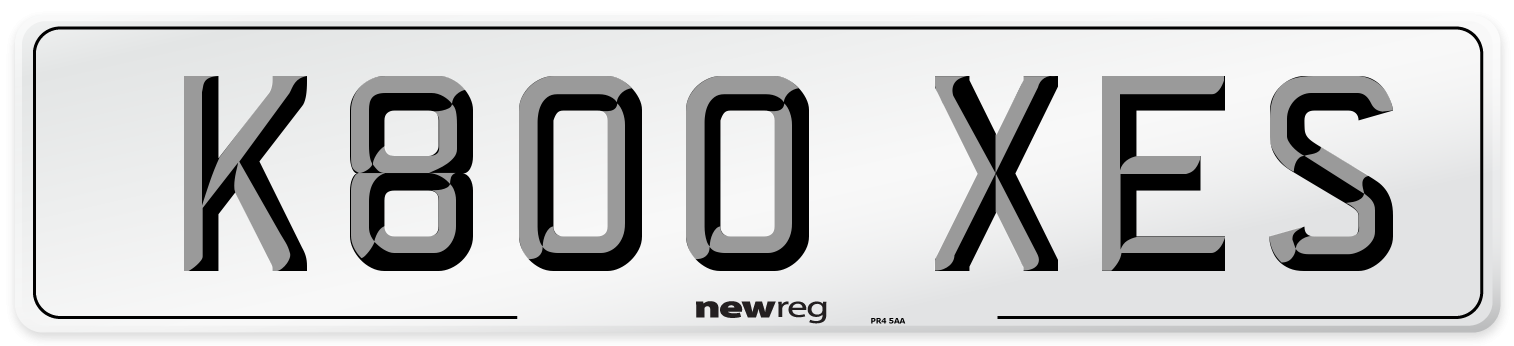 K800 XES Number Plate from New Reg